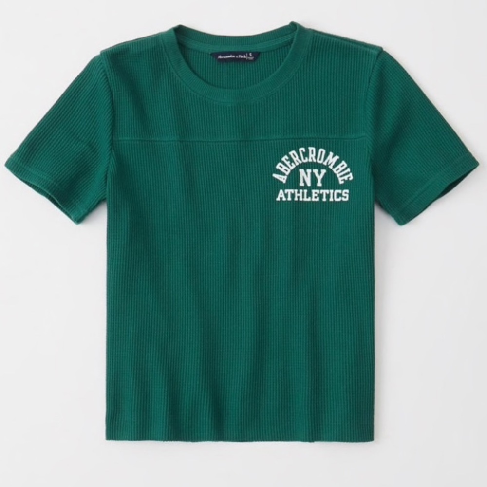 ABERCROMBIE AND FITCH green white short sleeve tee